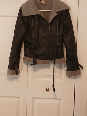 Women’s Black Faux Leather Shearling Jacket